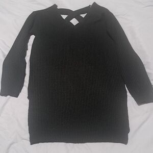 Black Knit Sweater with Crisscross in the back